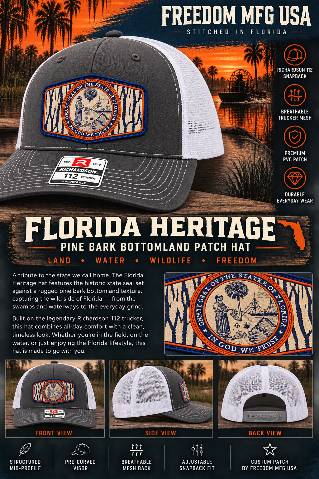 Florida Heritage – Pine Bark Bottomland PVC Patch Hat